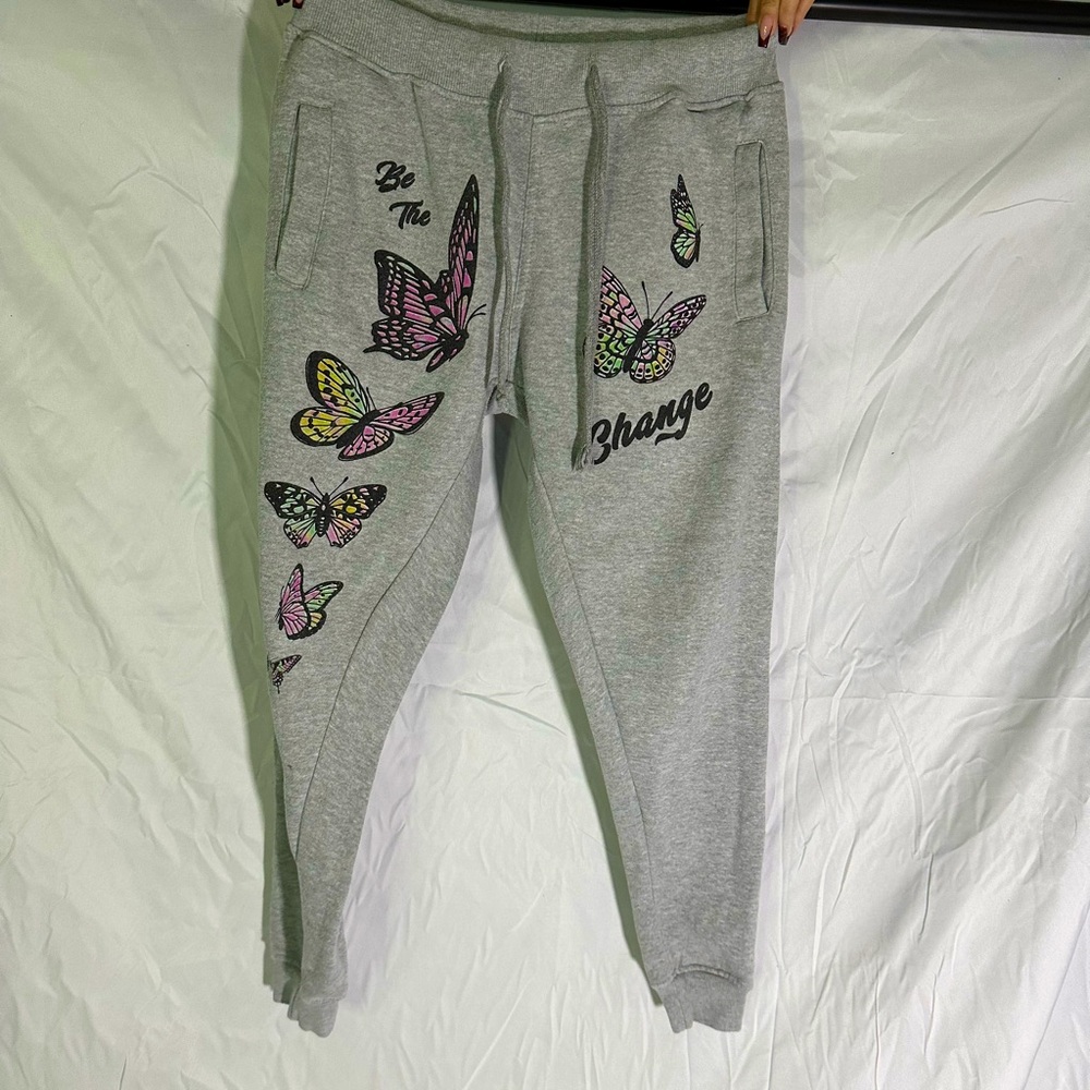 Fashion Nova Small grey sweat pants with butterfly design
